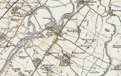 Old map of East Stoke in 1902-1903