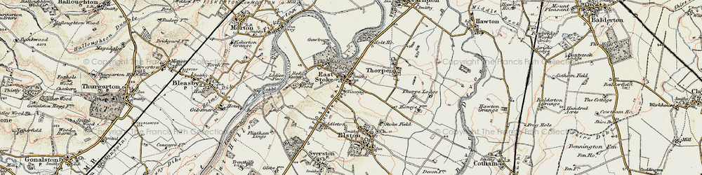 Old map of East Stoke in 1902-1903