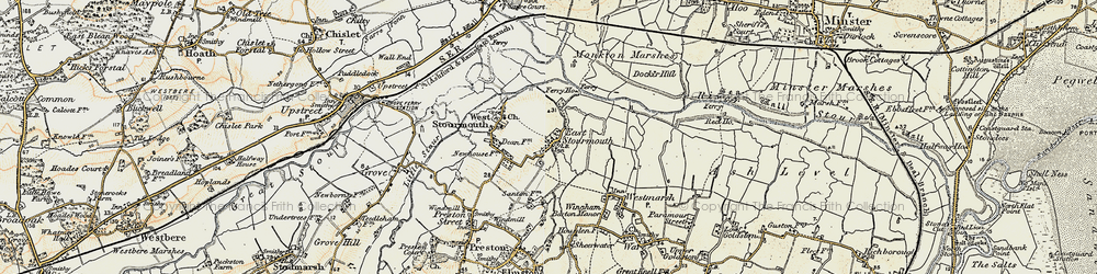 Old map of East Stourmouth in 1898-1899