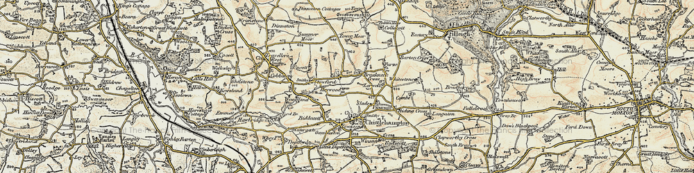 Old map of East Stowford in 1900
