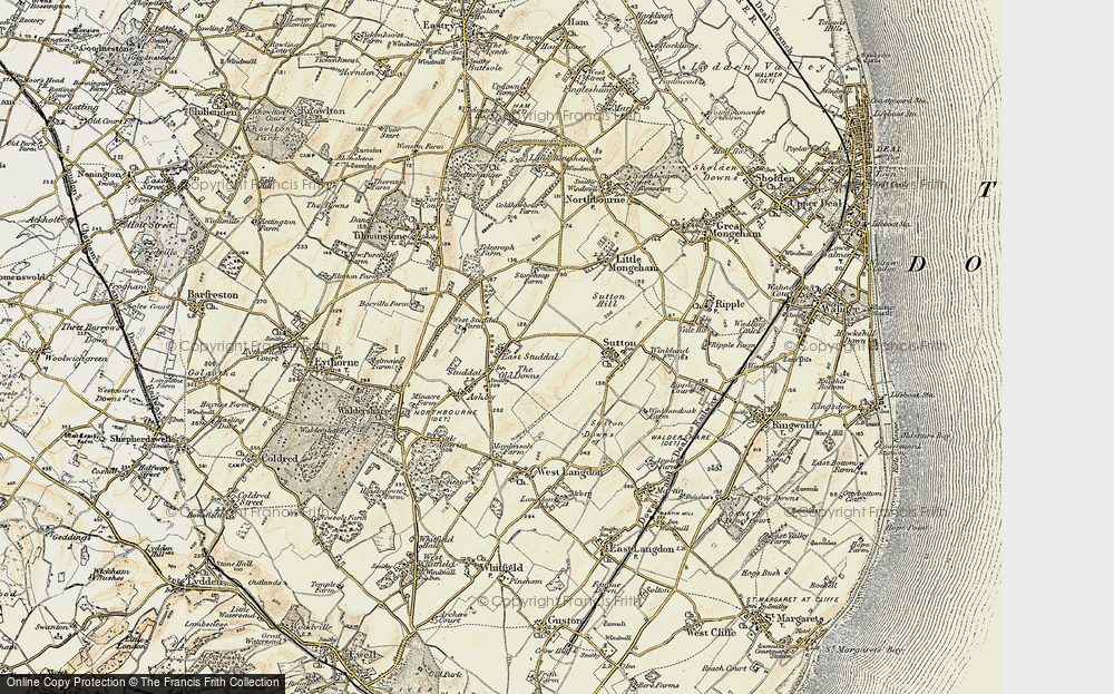 Old Map of East Studdal, 1898-1899 in 1898-1899
