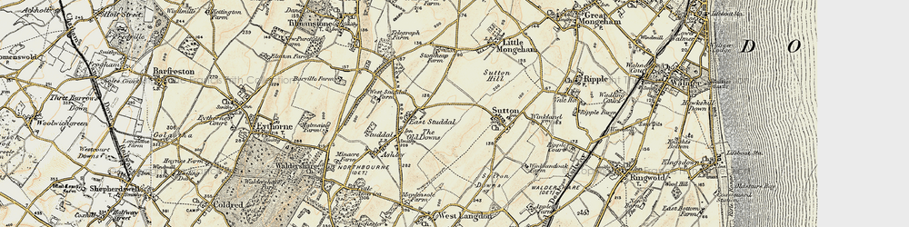 Old map of East Studdal in 1898-1899