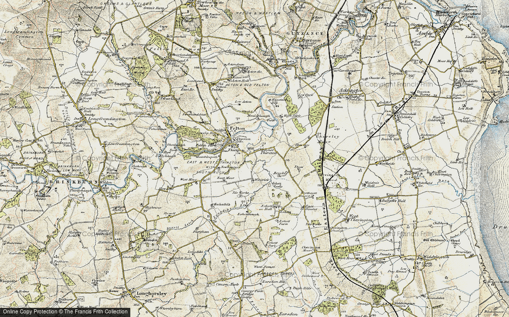 Old Map of East Thirston, 1901-1903 in 1901-1903