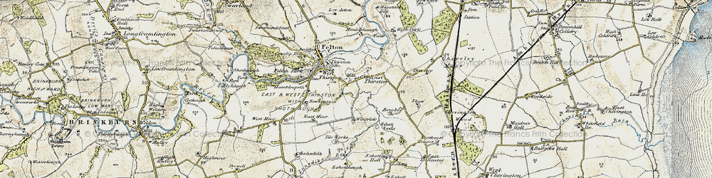 Old map of East Thirston in 1901-1903