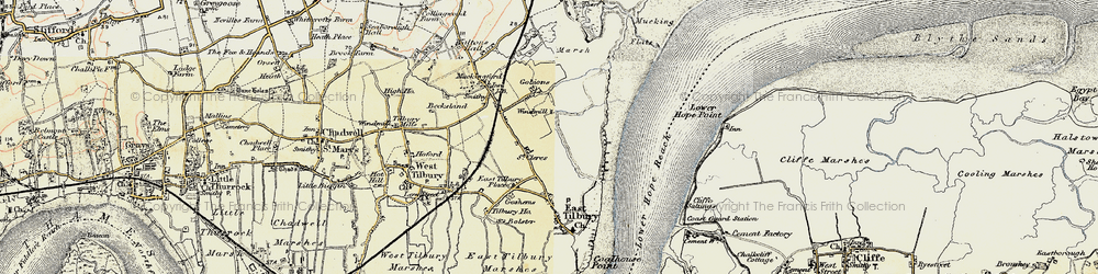 Old map of East Tilbury in 1897-1898