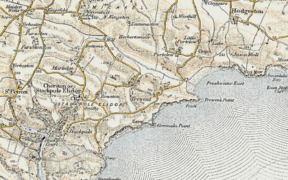 Old map of East Trewent in 1901-1912
