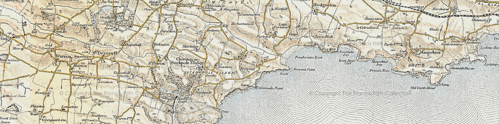 Old map of East Trewent in 1901-1912