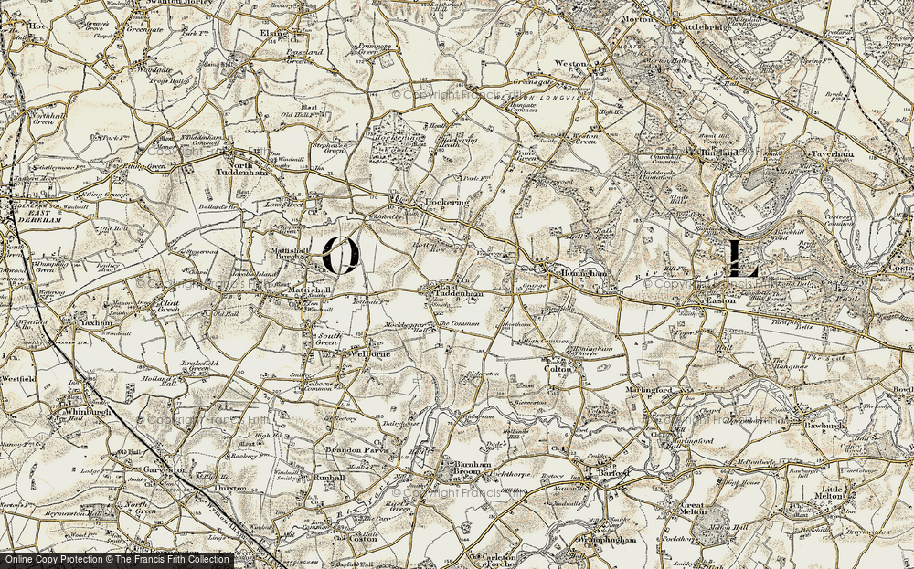 Old Map of East Tuddenham, 1901-1902 in 1901-1902