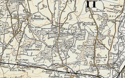 Old map of East Tytherley in 1897-1898
