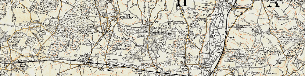 Old map of East Tytherley in 1897-1898