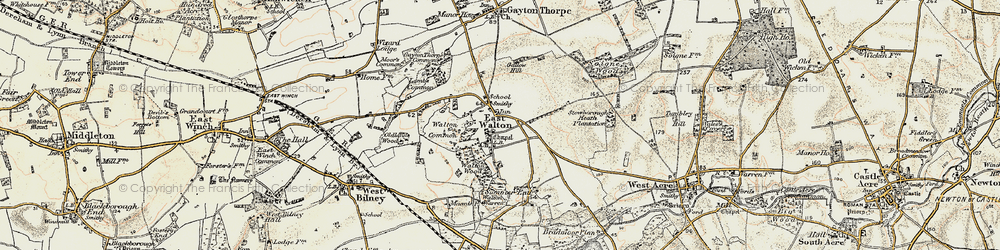 Old map of East Walton in 1901-1902