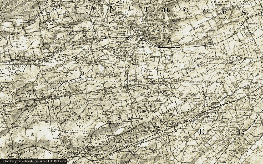 Old Map of Historic Map covering Latch Burn in 1904-1905