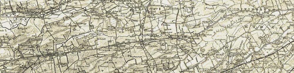 Old map of Latch Burn in 1904-1905