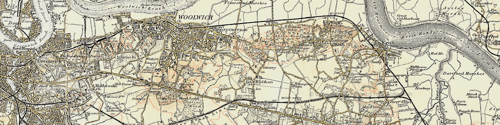 Old map of Bostall Woods in 1897-1902