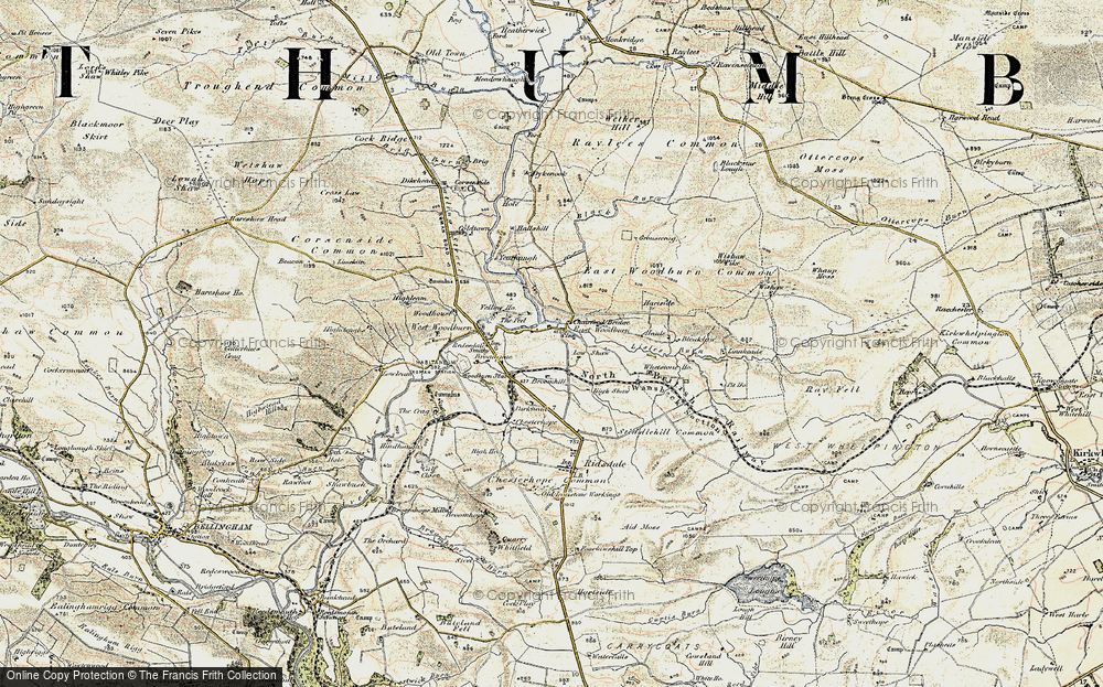Old Map of Historic Map covering Whetstone Ho in 1903