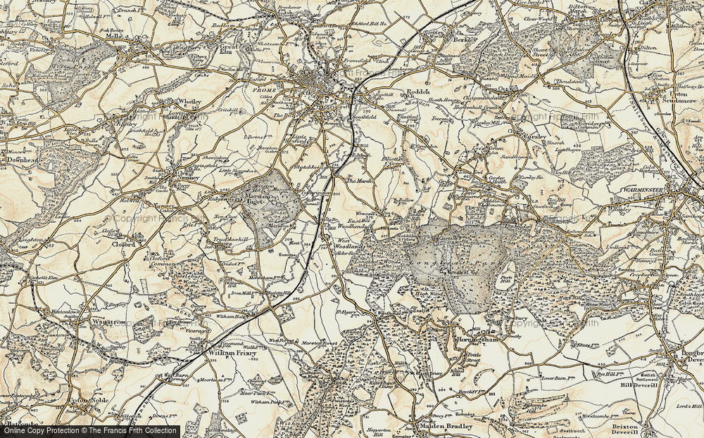 Old Map of Historic Map covering Wraxall Hill in 1897-1899