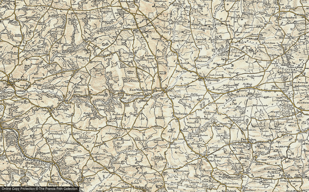 Old Map of Historic Map covering Adworthy in 1899-1900
