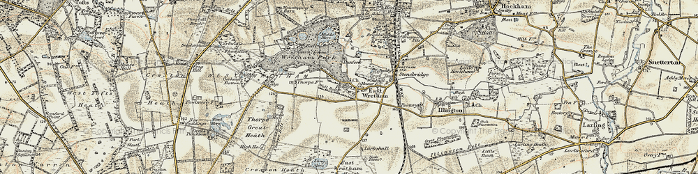 Old map of East Wretham in 1901