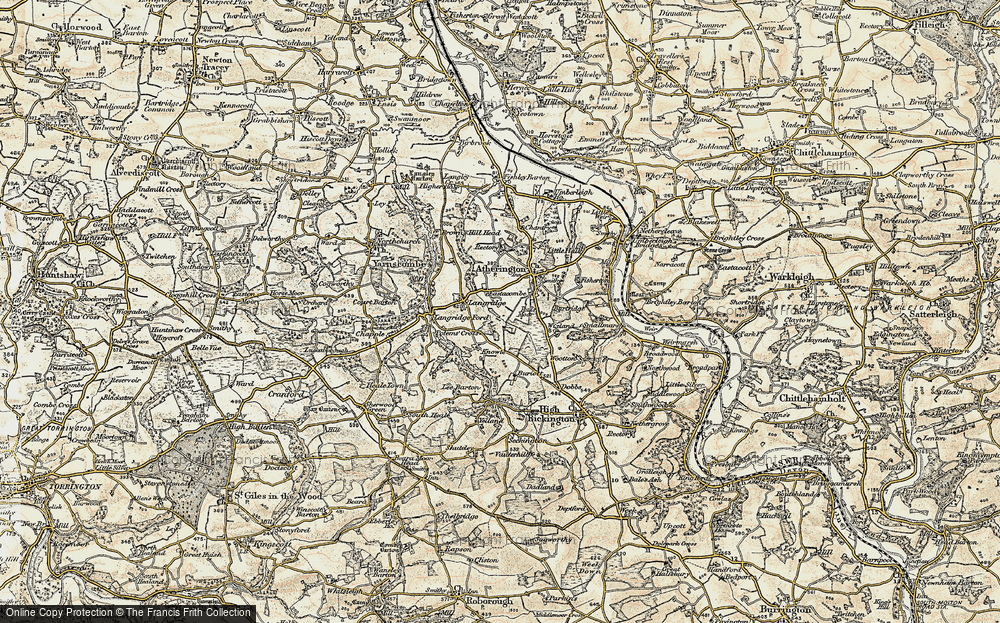 Old Map of Historic Map covering Burriott Barton in 1899-1900