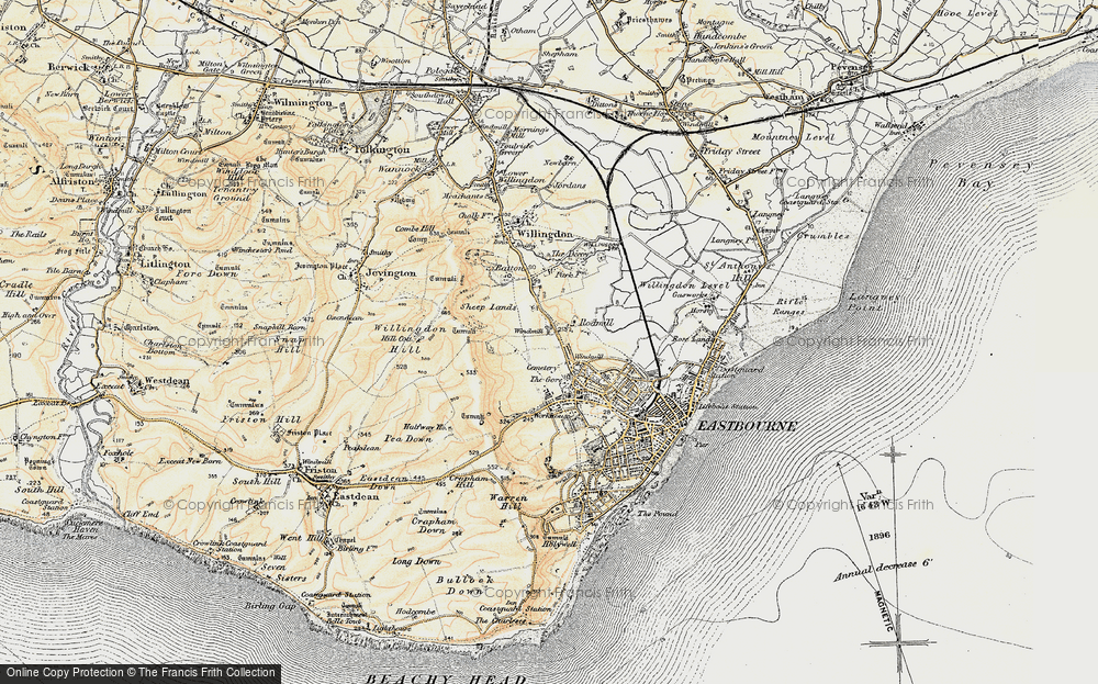 MAP OF EASTBOURNE 1898 ROYAL ATLAS 