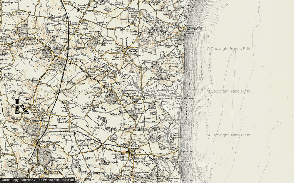 Old Map of Historic Map covering Westleton Walks in 1901