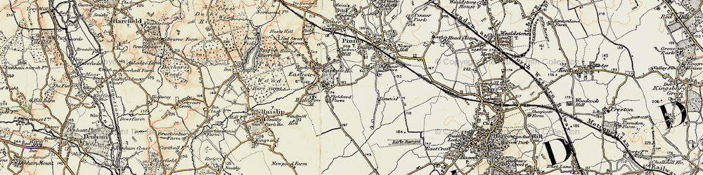 Old map of Eastcote in 1897-1898