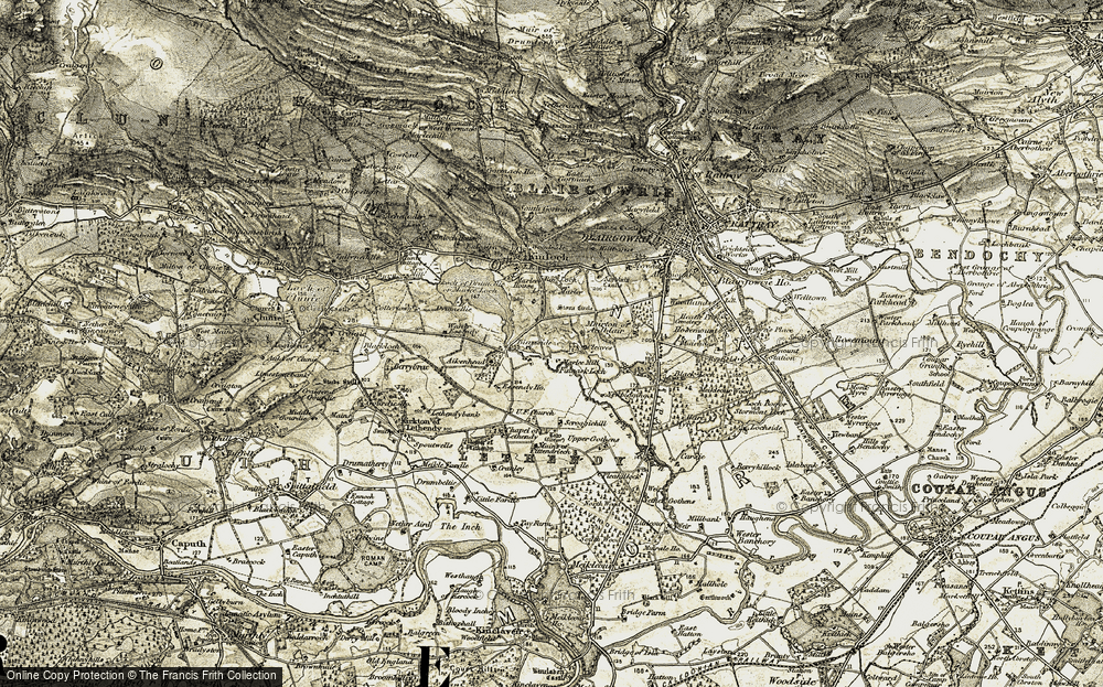 Old Map of Historic Map covering Leys of Marlee in 1907-1908