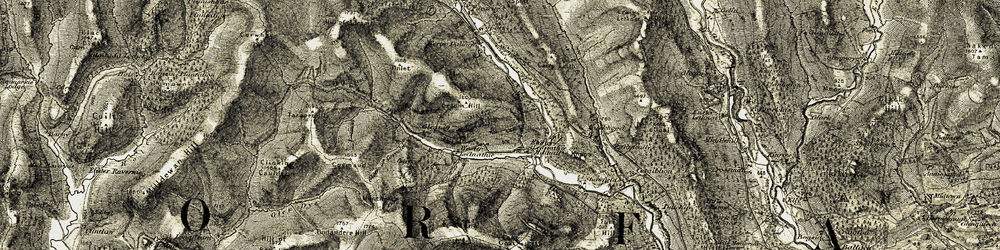 Old map of Wester Lednathie in 1907-1908