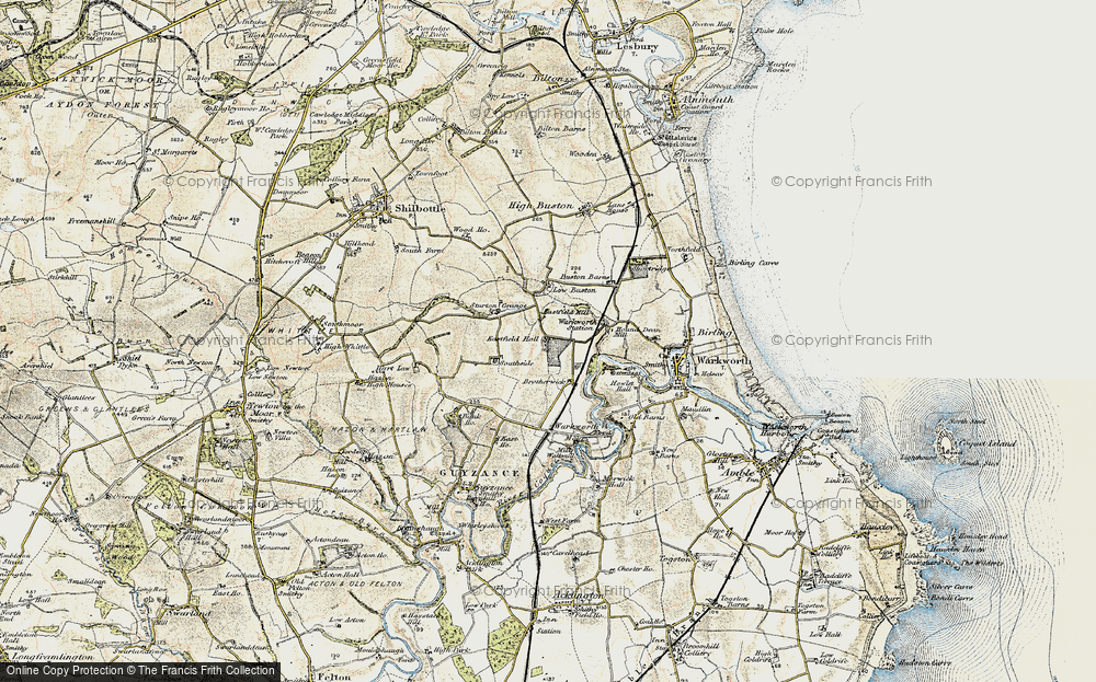 Old Map of Historic Map covering Low Buston in 1901-1903