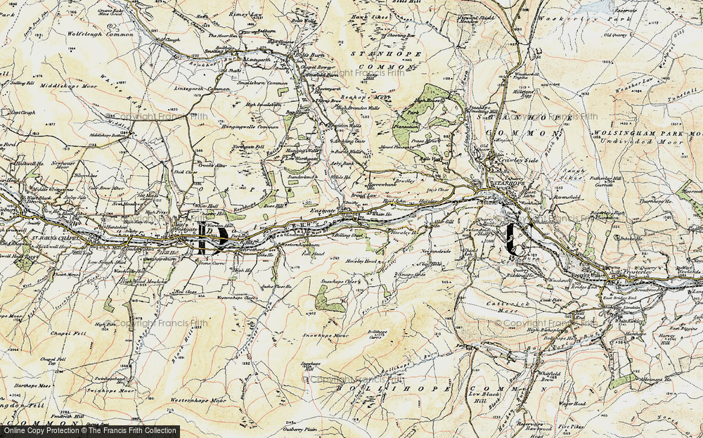 Old Map of Historic Map covering Ambling Gate in 1901-1904
