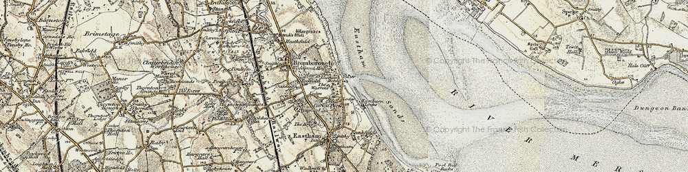 Old map of Eastham Ferry in 1902-1903