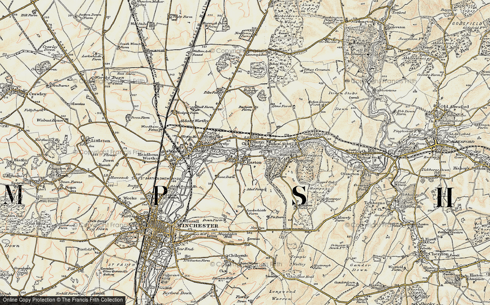 Old Map of Historic Map covering Worthy Park Ho (Sch) in 1897-1900