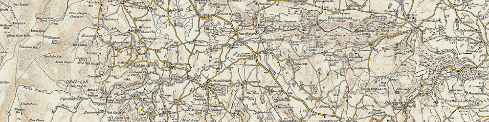 Old map of Whiddon in 1899-1900