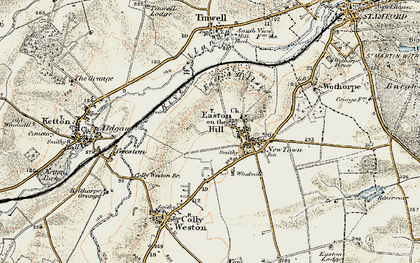 Old map of Easton on the Hill in 1901-1903