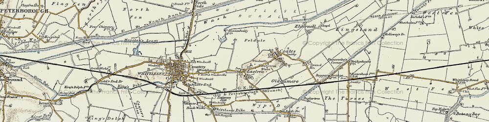 Old map of Eastrea in 1901-1902