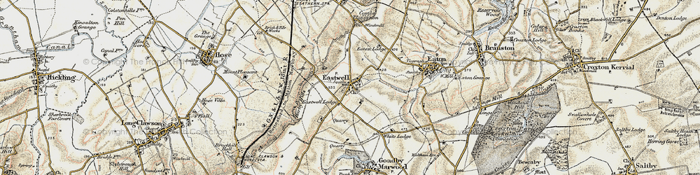 Old map of Eastwell in 1902-1903
