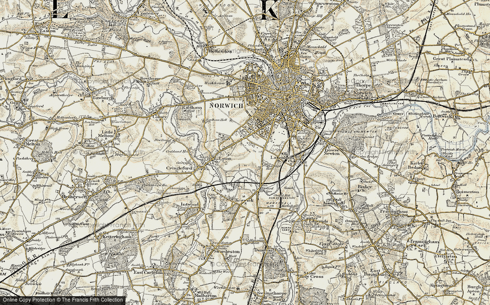 Old Map of Eaton, 1901-1902 in 1901-1902