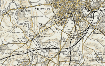 Old map of Eaton in 1901-1902