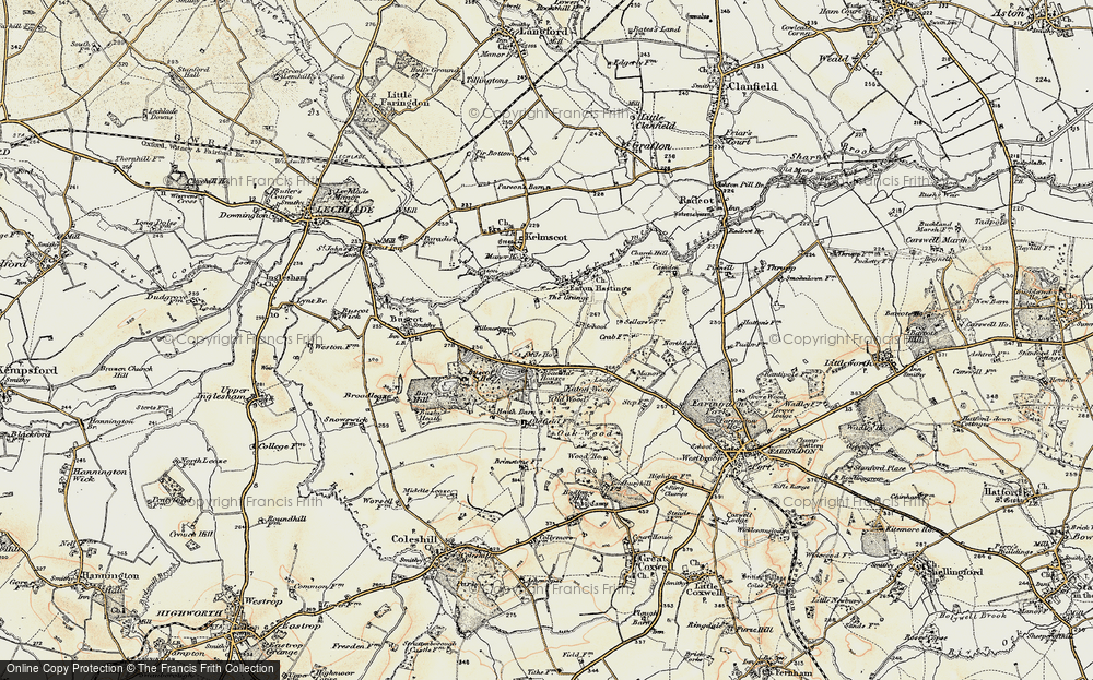 Old Map of Historic Map covering Buscot Ho in 1898-1899