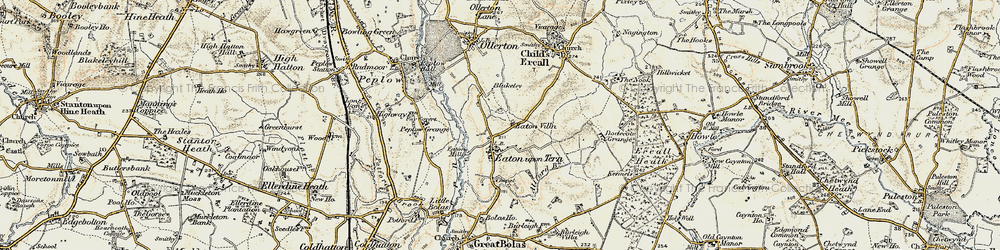 Old map of Eaton upon Tern in 1902