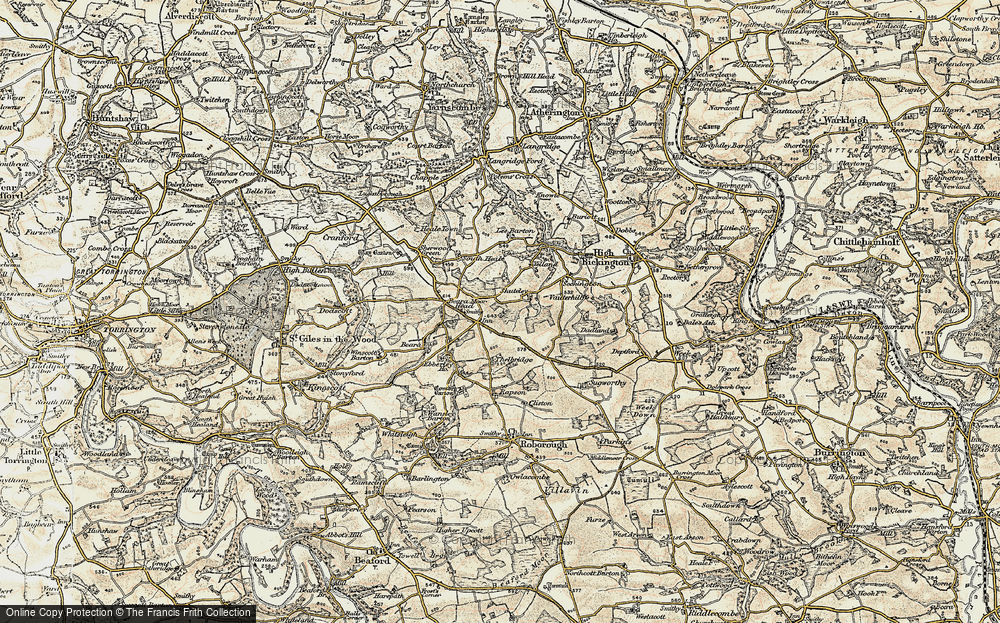 Old Map of Historic Map covering Withy Cross in 1899-1900