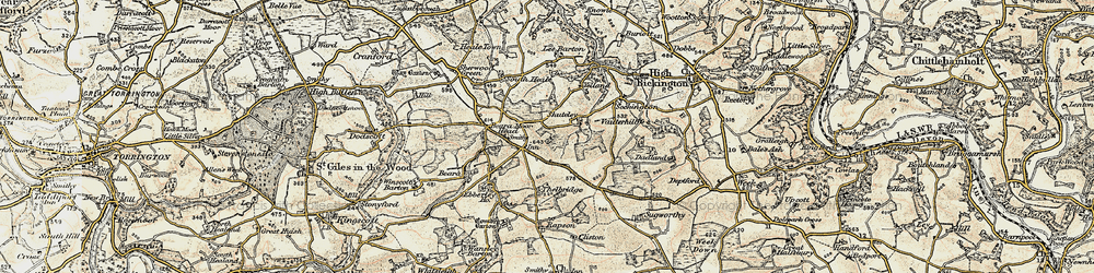Old map of Withy Cross in 1899-1900