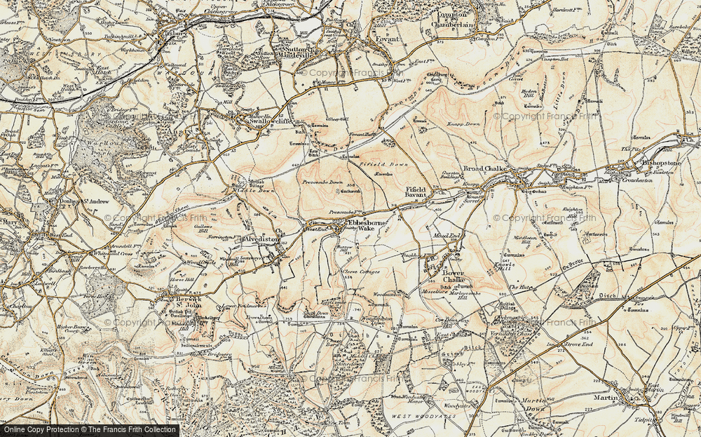 Old Map of Ebbesbourne Wake, 1897-1909 in 1897-1909