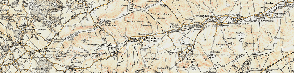 Old map of Ebbesbourne Wake in 1897-1909