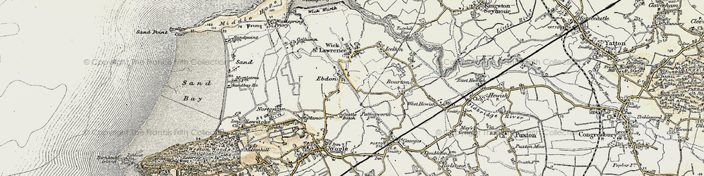 Old map of Ebdon in 1899-1900