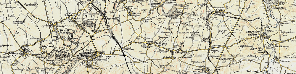 Old map of Ebrington in 1899-1901