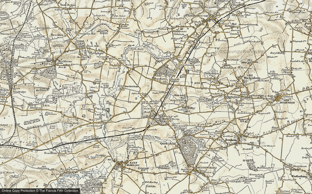 Old Map of Historic Map covering Eccles Heath in 1901