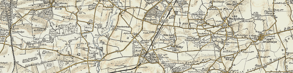 Old map of Eccles Road in 1901