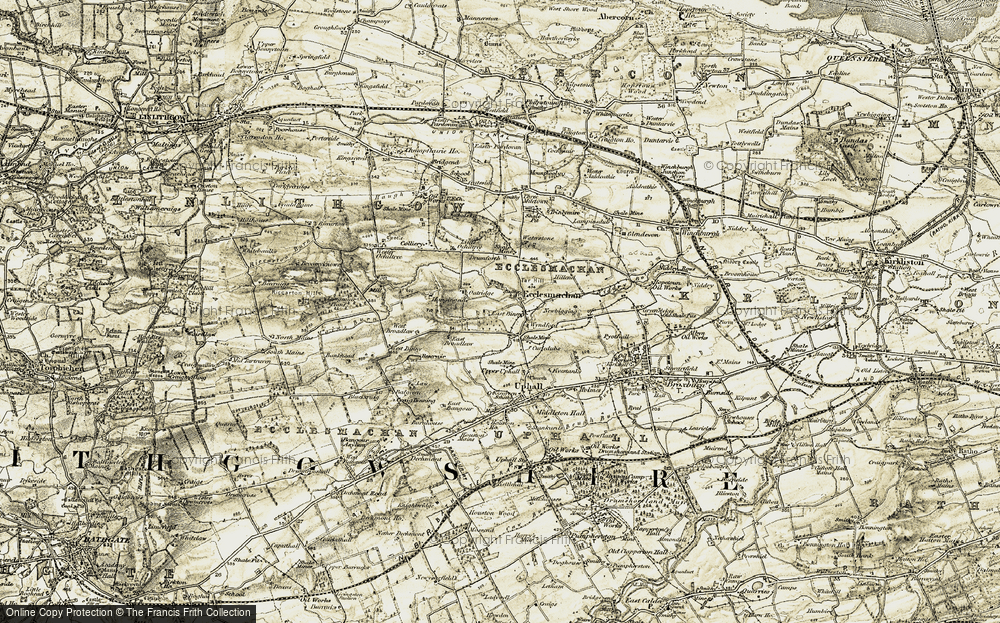 Old Map of Historic Map covering Binny Ho in 1904