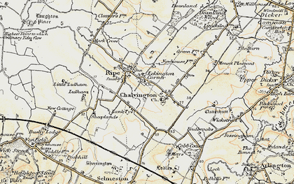 Old map of Eckington Corner in 1898